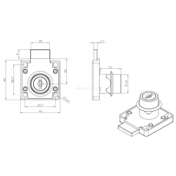 Zamek kwadratowy SISO X-850 14.01.052-2 chrom